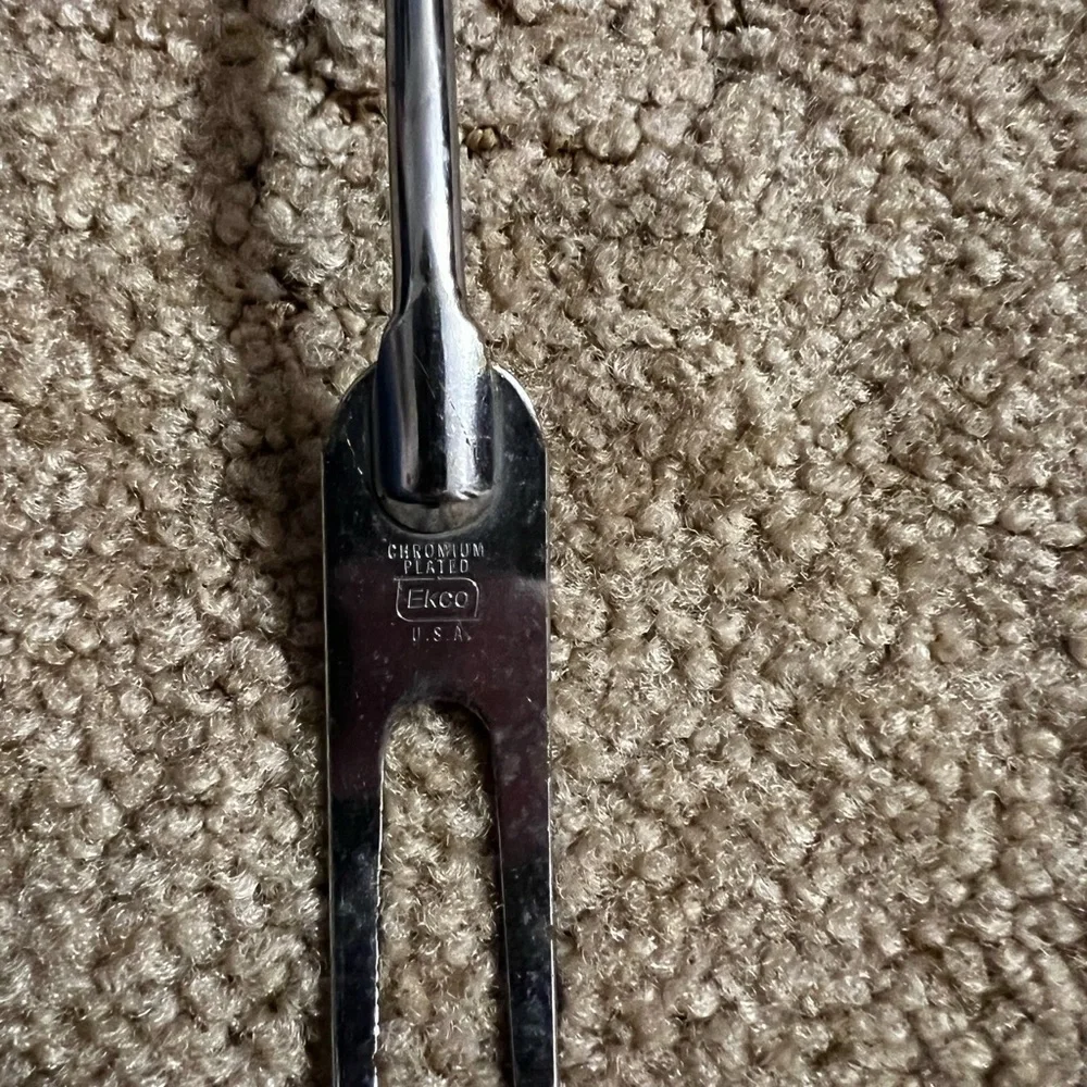 Vintage EKCO Stainless Steel Serving Fork with Cream Handle